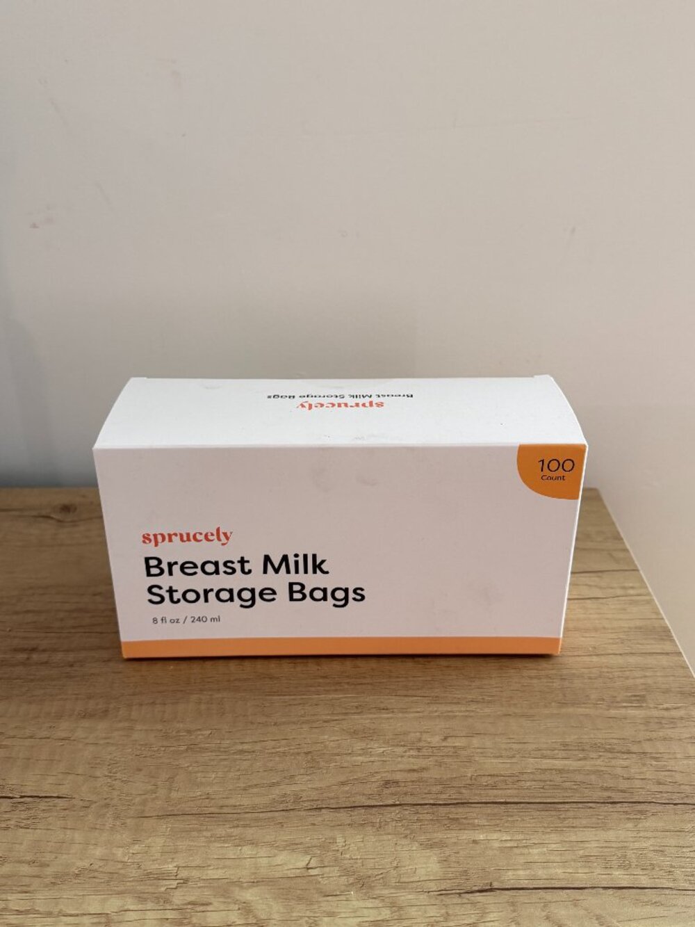 100-count box of Sprucely Breast Milk Storage Bags NEW